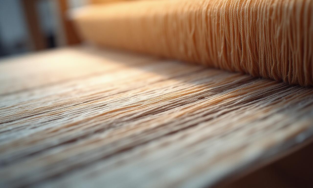 Vue abstraite d'un métier à tisser moderne avec des fils colorés